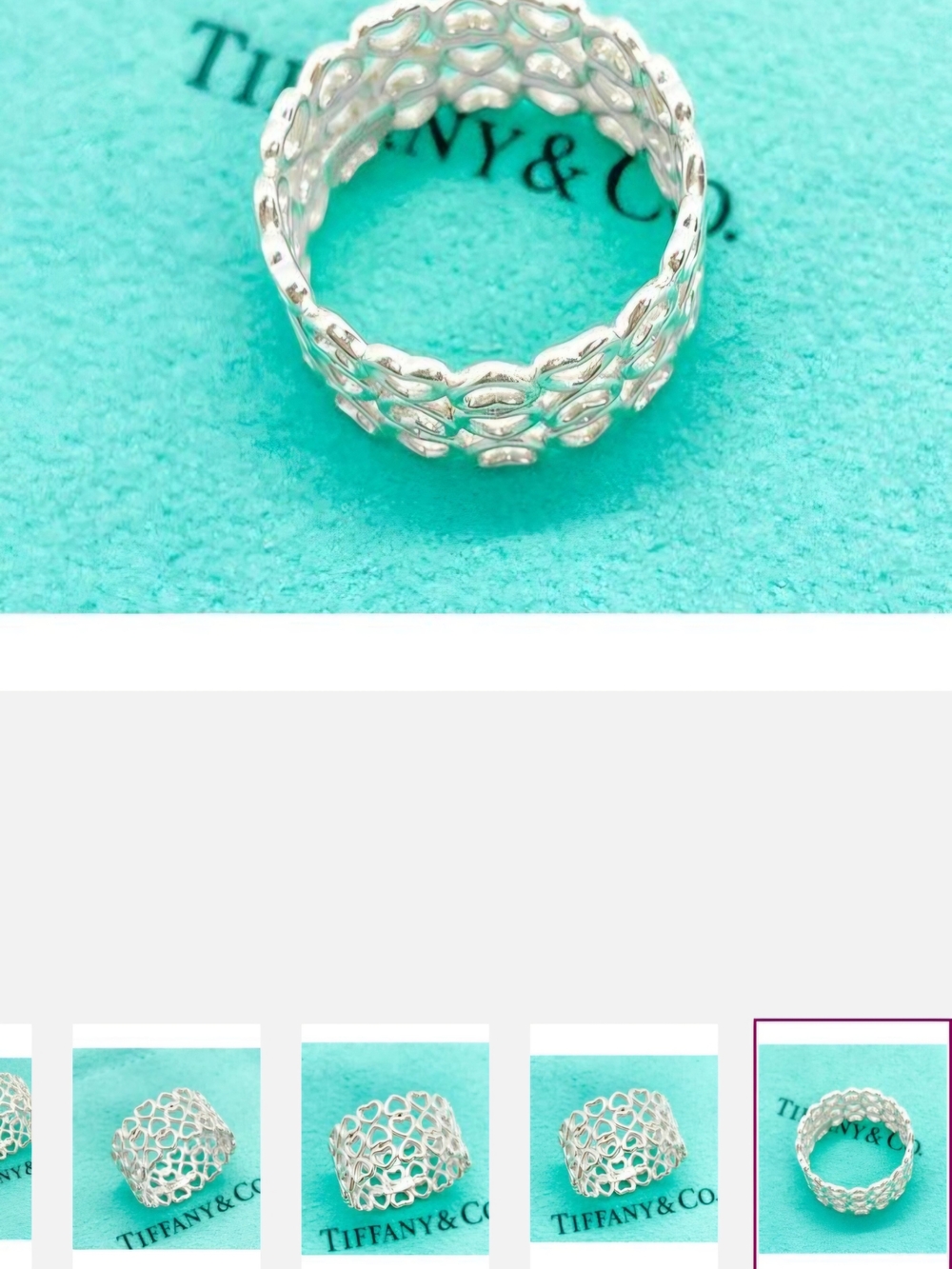 Tiffany & Co. Sterling Silver Open Heart Band — Silver Size 6 - Picture 3 of 8